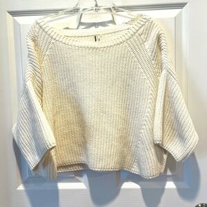 Cream Chunky Knit Women's Sweater - Soft Cropped Pullover
